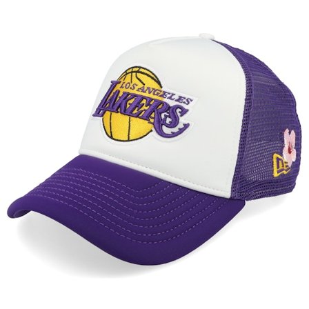 New Era - NBA Hvid trucker Kasket - Los Angeles Lakers NBA Flower White/Purple A-frame Trucker @ Hatstore
