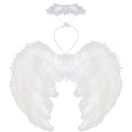 Englevinger og Glorie Hvite Englevinger Falne Englevinger Kostyme for Voksen Halloween Jul Fest