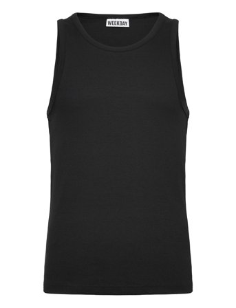 Weekday Regular Fit Ribbed Tank Top - Black - L