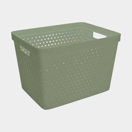 Plastic storage basket Nordiska Plast Store It Star Basket, khaki green, 358 x 271 x 240 mm, 19 litres