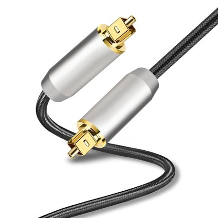 Sølv Toslink optisk lydkabel — iltfri kobber PVC, tabsfri SPDIF 5.1/7.1, kompatibel med PS5, TV og soundbar 1 m