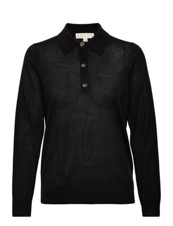 Merino Ls Polo Butn Swtr T-Shirts & Tops Polos Sort Michael Kors