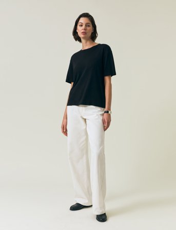 Lexington Clothing Linen Blend Boxy Tee - White - XS
