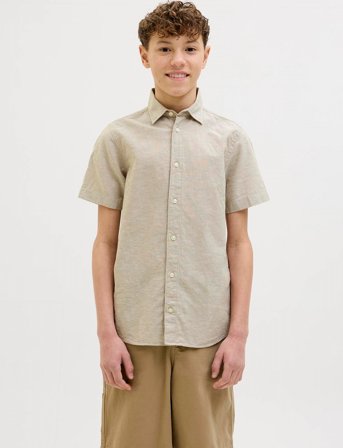 Jack & Jones Jjbreeze Linen Blend Shirt Ss Sn Jnr - Beige - 176