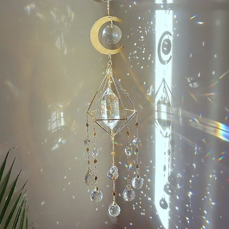 Glas Kristall Solfångare Prisma Hängande Dekoration, Klar Facetterad Kristall Chandelier Hängande Ornament