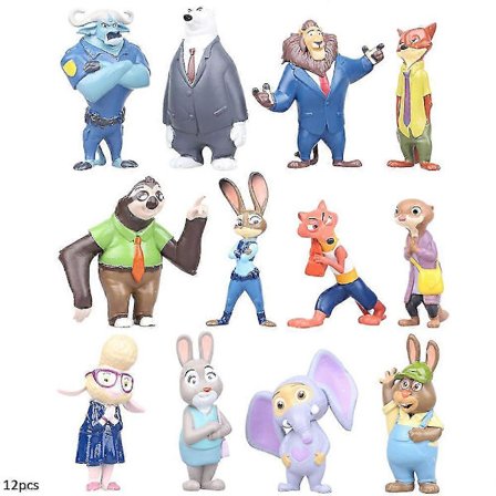 12 st Zootropolis Judy Hopps Nick Wilde Mr Big Mini Dockleksaker Figurer Samlarobjekt Modeller Tårtdekorationer Dekor Barn Födelsedagspresent[D]