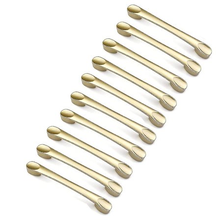 Sæt af 10 Køkken Skab Greb i Zink Legering 96mm - Guld Håndtag Dør Skab Greb