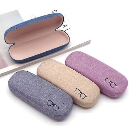 3-pak hardt etui for briller i lin, stort etui for briller, konsist [db]