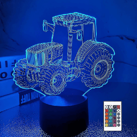 IC NOE Traktorbil 3D nattlampe for barn med 16 farger