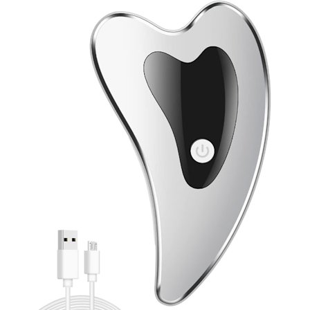 Gua Sha -kasvohoitotyökalut, sähköinen Gua Sha -levy, kasvohieroja, jossa värähtelylämmitys ja kaavintavalo