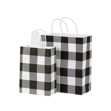 Kraftpapir indkøbsposer med håndtag 10-Pak Sort + Hvid