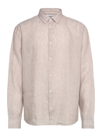 Slhregkylian-Linen Shirt Ls Classic Noos Beige Selected