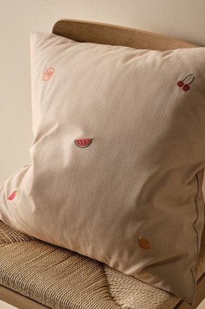 Jotex - Brodert Putetrekk 50x50 Cm Linbeige/multi - CILIA - Kjøp Pynteputer & trekk hos Jotex