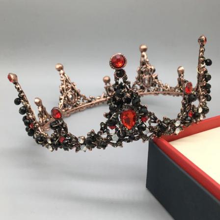 Retro-timanttikivi goottilainen morsiuskruunu Musta häätiara Paha kuningatar kruunu, goottilainen tiara goottilainen päähine