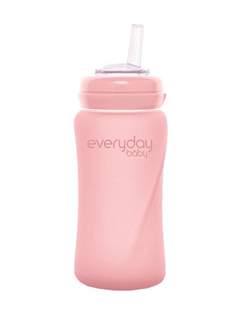 Everyday Baby | Glass Straw Bottle Healthy + Rose Pink | 240 ml