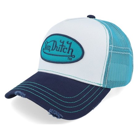 Von Dutch - Wit trucker Cap - Oval Patch Blue/White A-Frame Trucker @ Hatstore