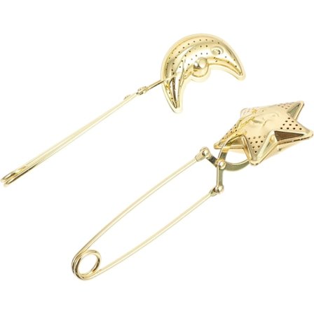 2 stk. Gyllen Te-infuser Sil, Rustfritt Stål Løsblad Te-filter med Håndtak, Måne- og Stjerneformet, for Hjem, Tearom, Restauranter, Kontorer