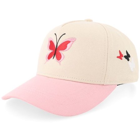 Kiddo Cap - Beige trucker Keps - Kids Butterflies Butterflies Stone/Light Pink Brim A-frame Adjustable @ Hatstore