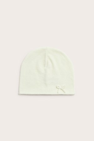 Newbie | Czapka z mieszanki wełny, z kokardą | Offwhite