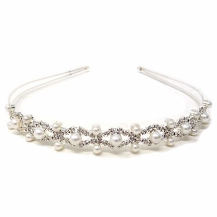 Bryllupstilbehør Brud Brudepike Blomsterjente Krone Hodebånd Tiara med Krystall og Kunstig Perle(HG047)