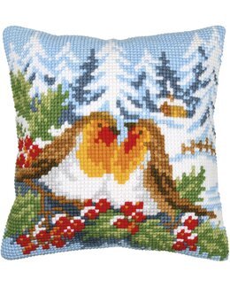 Broderikit Kudde Rödhakar - Vervaco