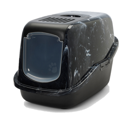 Savic - Katteboks Nestor Marble Black White-Black 56x39x38cm. - Katt - Kattedo & kattetoalett - Kattedo & kattetoalett med tak - ZOO.no