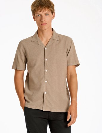 Lindbergh Casual Linen Blend Resort S/S - Beige - XL