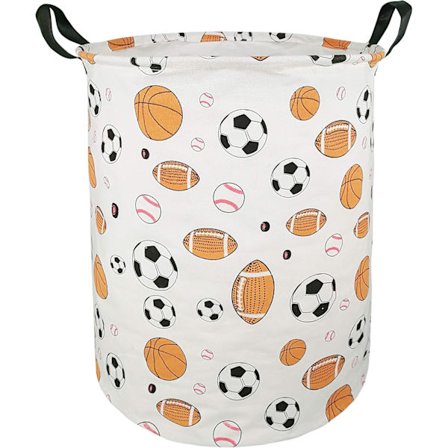 Stor Rund Förvaringskorg, Vattentät Beläggning Organizer Bin, Tvättkorg för Barnrum Kläder Leksaker, Hopfällbar Tvättkorg