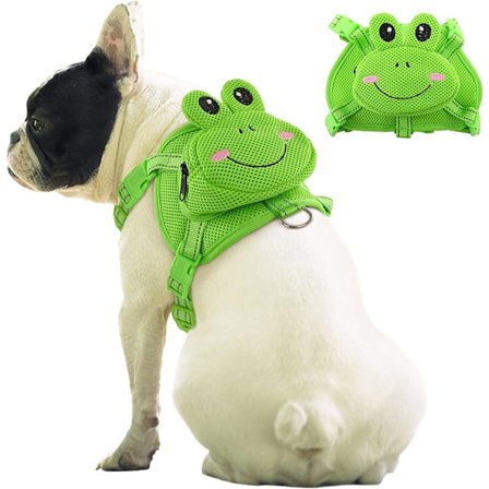 Rygsæk til hund uden træk med sele, kæledyrsrygsæk, sød frø
