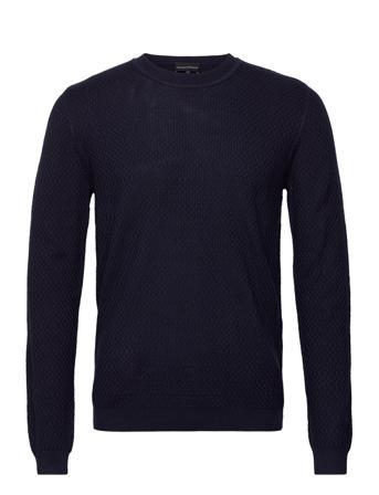 Sweater Strikkegenser M. Rund Krage Navy Emporio Armani
