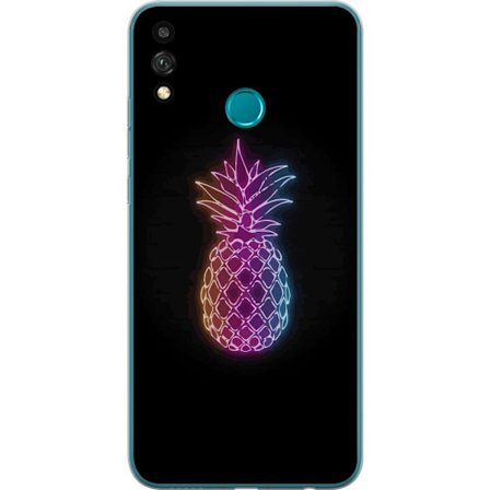 Yhteensopiva Puhelinkuori Honor Honor 9X Lite Neonkuvitus ananaksesta värikkäässä valossa mustaa taustaa vasten