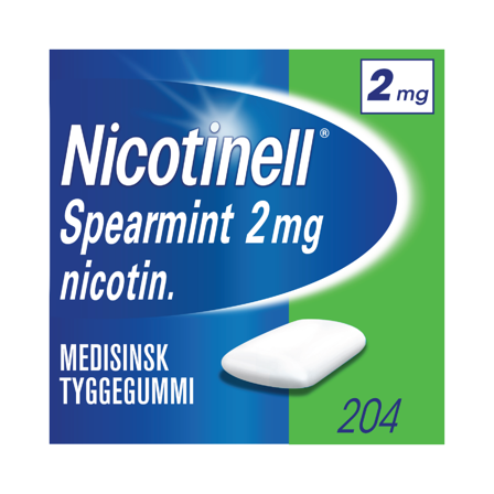 Nicotinell 2 mg tyggegummi, Spearmint, 204 stk.