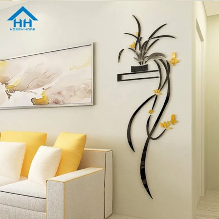 Creative 3D Acrylic Orchid Flower Wall Sticker Self-adhesion Home Decor Living Room TV Background Wall Decals Wall Decorations