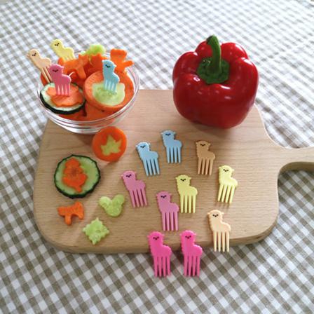 10st Mini Tecknad Djur Alpaca Fruktgaffel Tandpetare Barn Cak