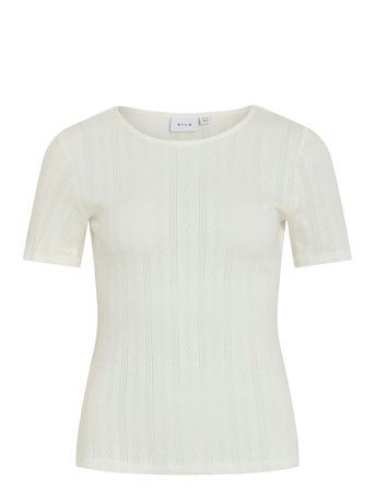 Vikassie S/S Pointelle Top - Noos White Vila