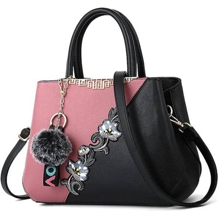 Dame Håndtaske med Top Håndtag Skuldertaske Pom Pom Dekoration Dame Tote Taske Messenger Taske Rejse Vandtæt PU Læder (Pink A+ Pom Pom Dekoration)