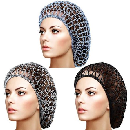 3 stk Mesh Hårnett Mykt Rayon Strikket Snood Hodeplagg Sovende Hårnett Langt Hårnett Snoods Dekk Heklet Hårnett Hette Hårdeksler For Kvinner Hår