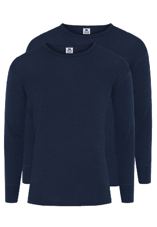 Dovre 2-pack Långärmade T-shirts | Merinoull Vit Underlinnen & Herr Blå M