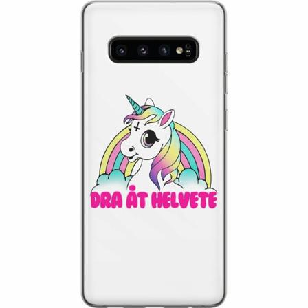Samsung Galaxy S10 Genomskinligt Skal Unicorn - Dra Åt @!#