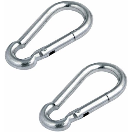 2x stål karabinhager, 5 mm diameter x 50 mm længde