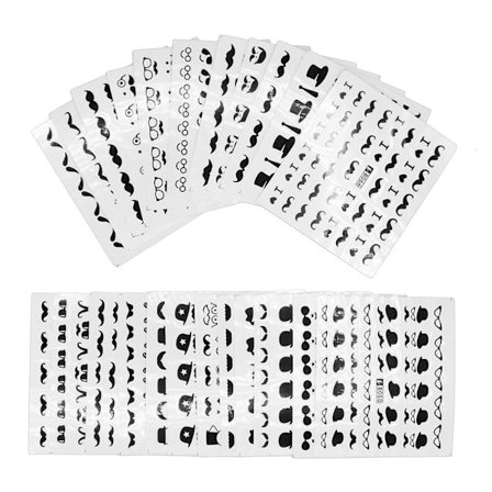 24st ark nagelstickers mustasch nageldekoration, nail stickers