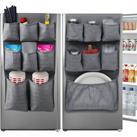 Mini Køleskab Organizer Opbevaring 165 cm x 32 cm, Mini Køleskab Caddy Hængende Organizer med 15 Ekstra Store Lommer til Kollegium, Spisekammer, 