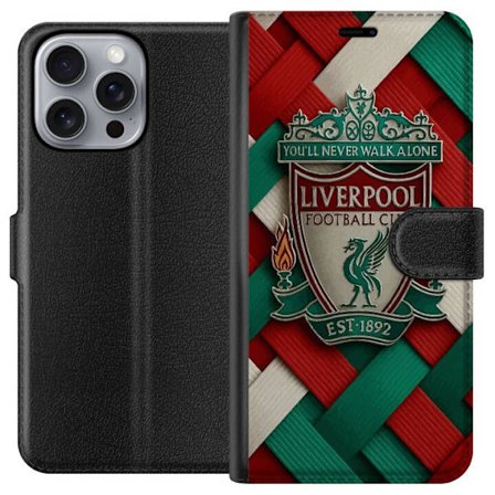 Yhteensopiva Lompakkokotelo Apple Apple iPhone 16 Pro Max Liverpool Football Clubin tunnus, jossa You'll Never Walk Alone voimakkaassa graafisessa suu