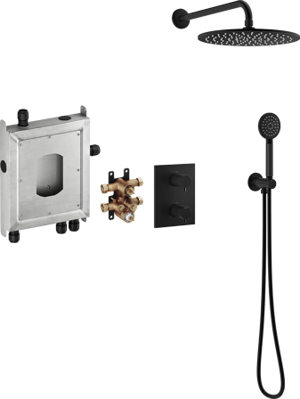 Mora INXX II 275000.12 Takduschpaket för inbyggnad, med omkastare Mattsvart, Badrum
