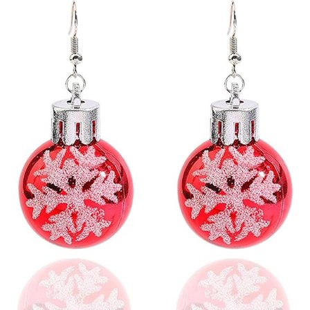 Juleøreringer, Juleøreringer for Kvinner, Runde Ball Lyspære Øreringer, Snøfnuggmønster Hengende Øreringer
