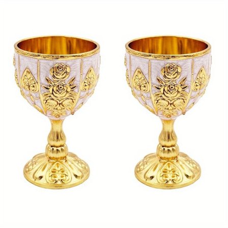 2 st Vintage Medeltida Stil Kalk Kopp Metall