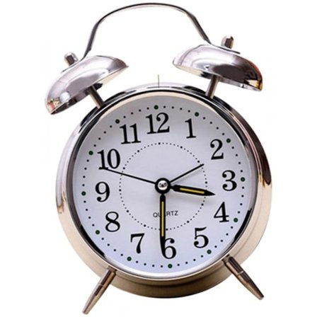 4 tum klassisk analog natt- / skrivbordsväckarklocka utan tickande