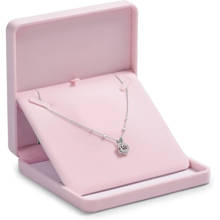 Pink Fløjl Stor Halskæde Gaveæske Perle Smykker Sæt Æsker Fløjl Gaveæsker Til Forlovelsesringe