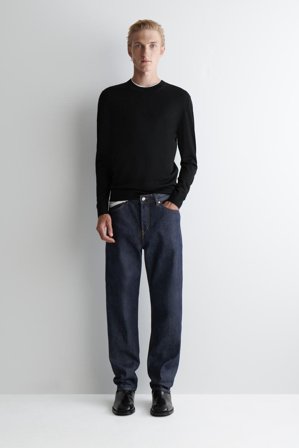 COS Men's Maglione Slim Girocollo In Lana Merino in Nero