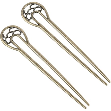 2 stk. Metal U-formet hårnål Store franske hårnåle Vintage hårpinde Hårgaffelpinde Frisuretilbehør til kvinder Piger